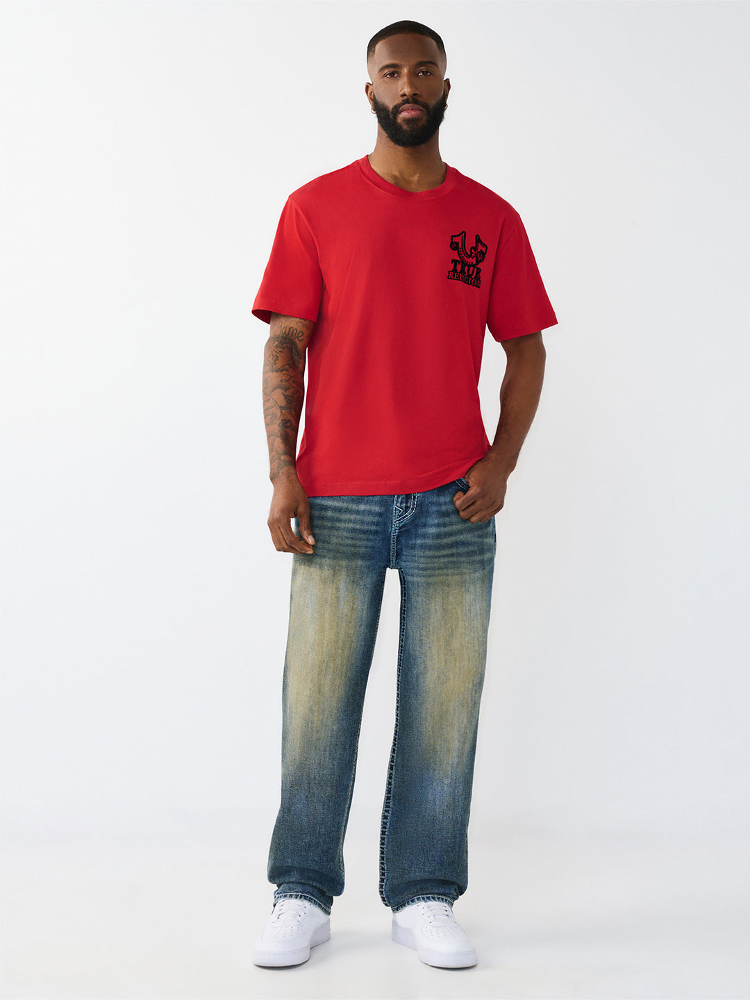 TRUE RELIGION Men Big T Blue Relaxed Fit Jeans