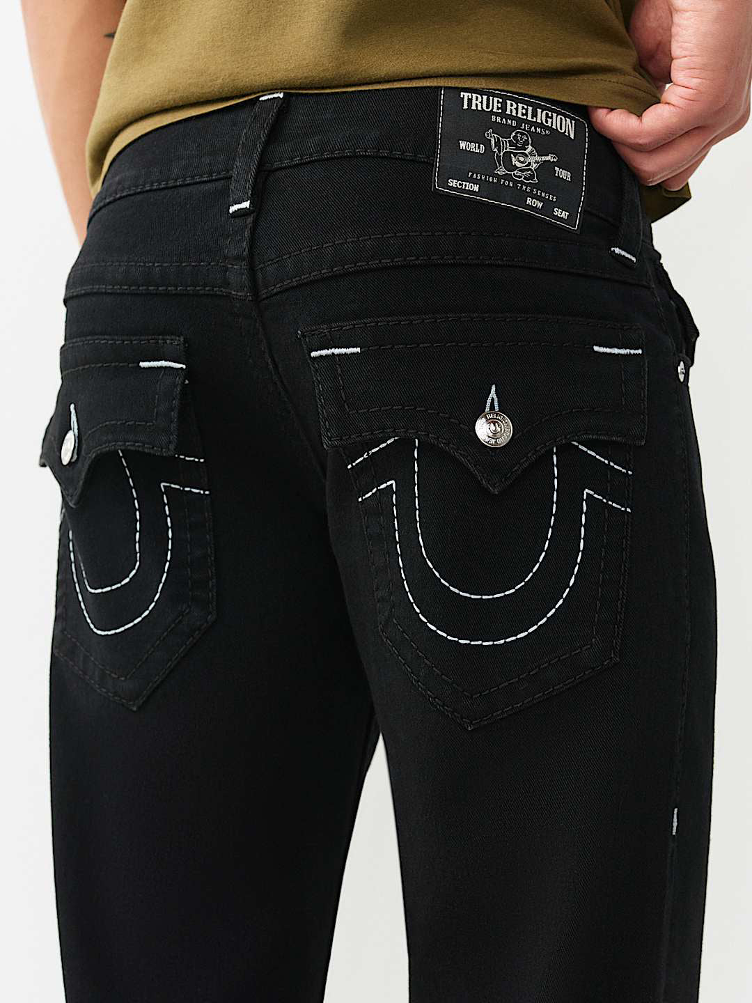 True Religion Men Black Billy Big T Mid Rise Bootcut Fit Jeans