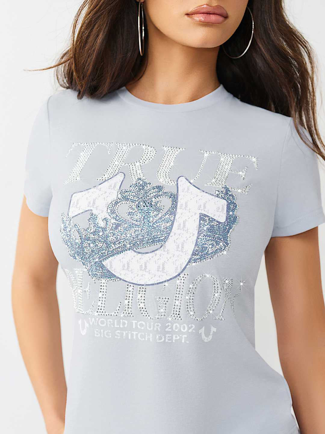 True Religion Women Blue Printed T-Shirt