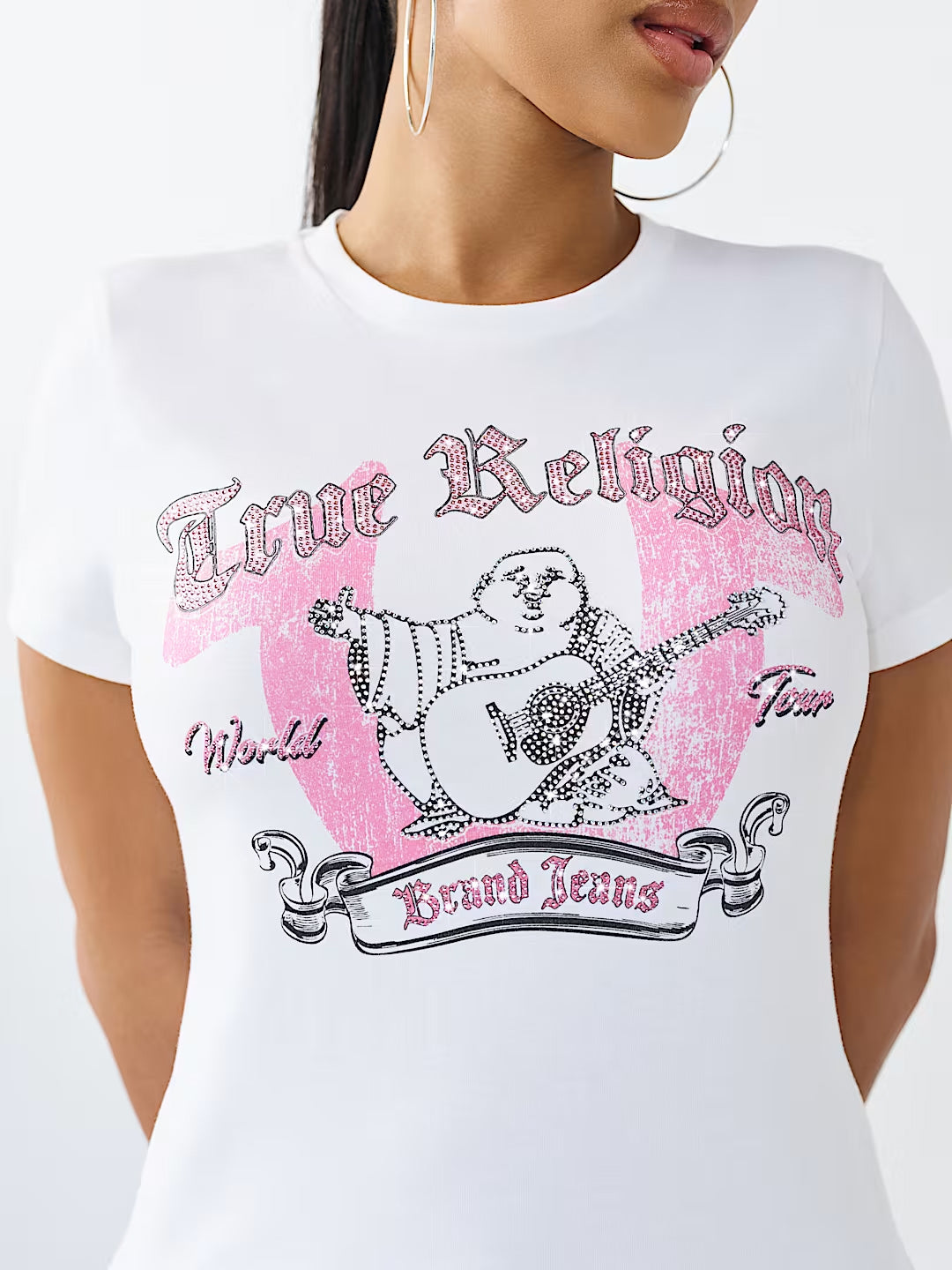 True Religion Women White Printed T-Shirt