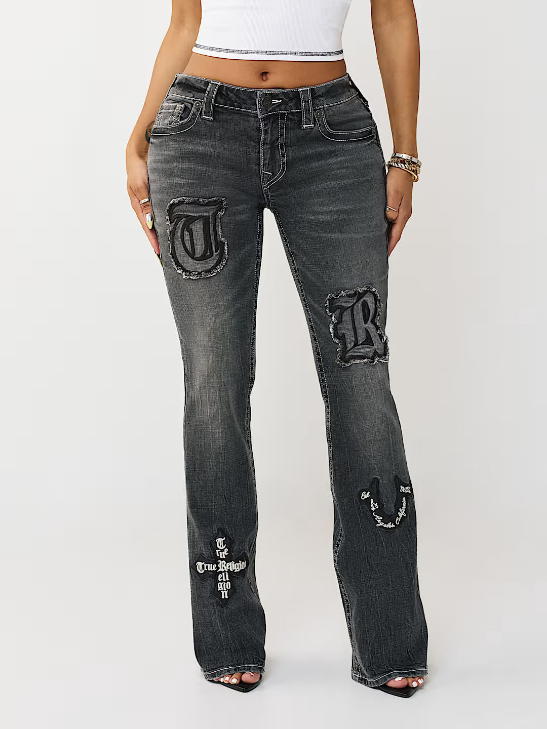 True Religion Women Black Becca Bootcut Fit Mid Rise Jeans