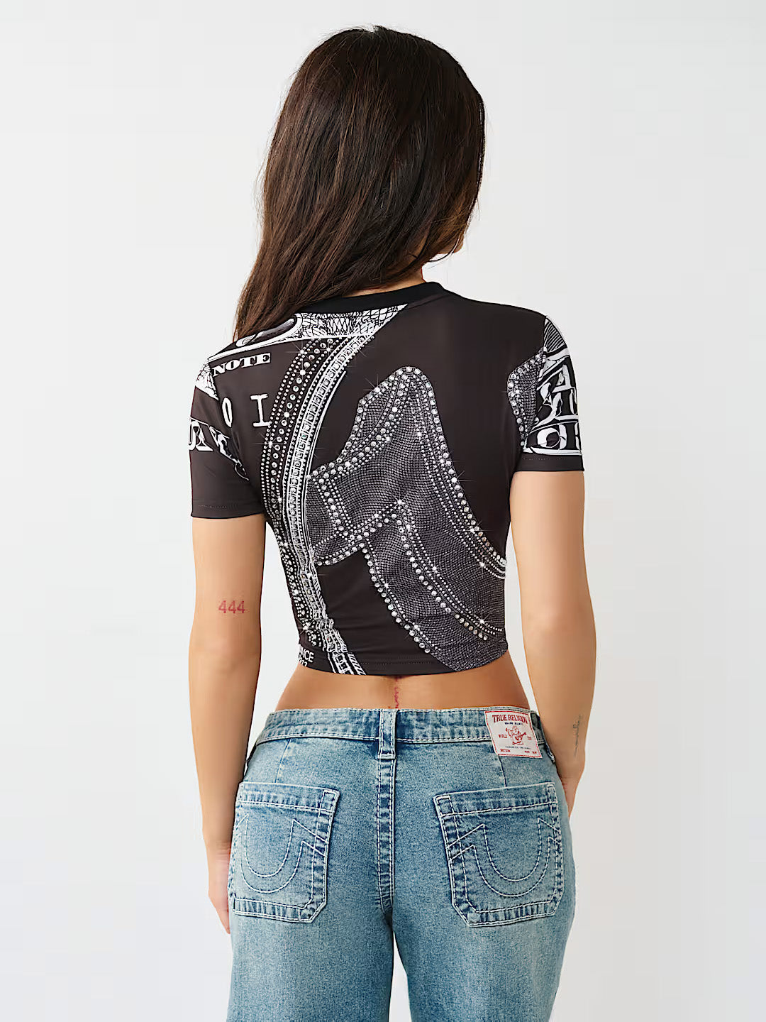 True Religion Women Black Printed T-Shirt