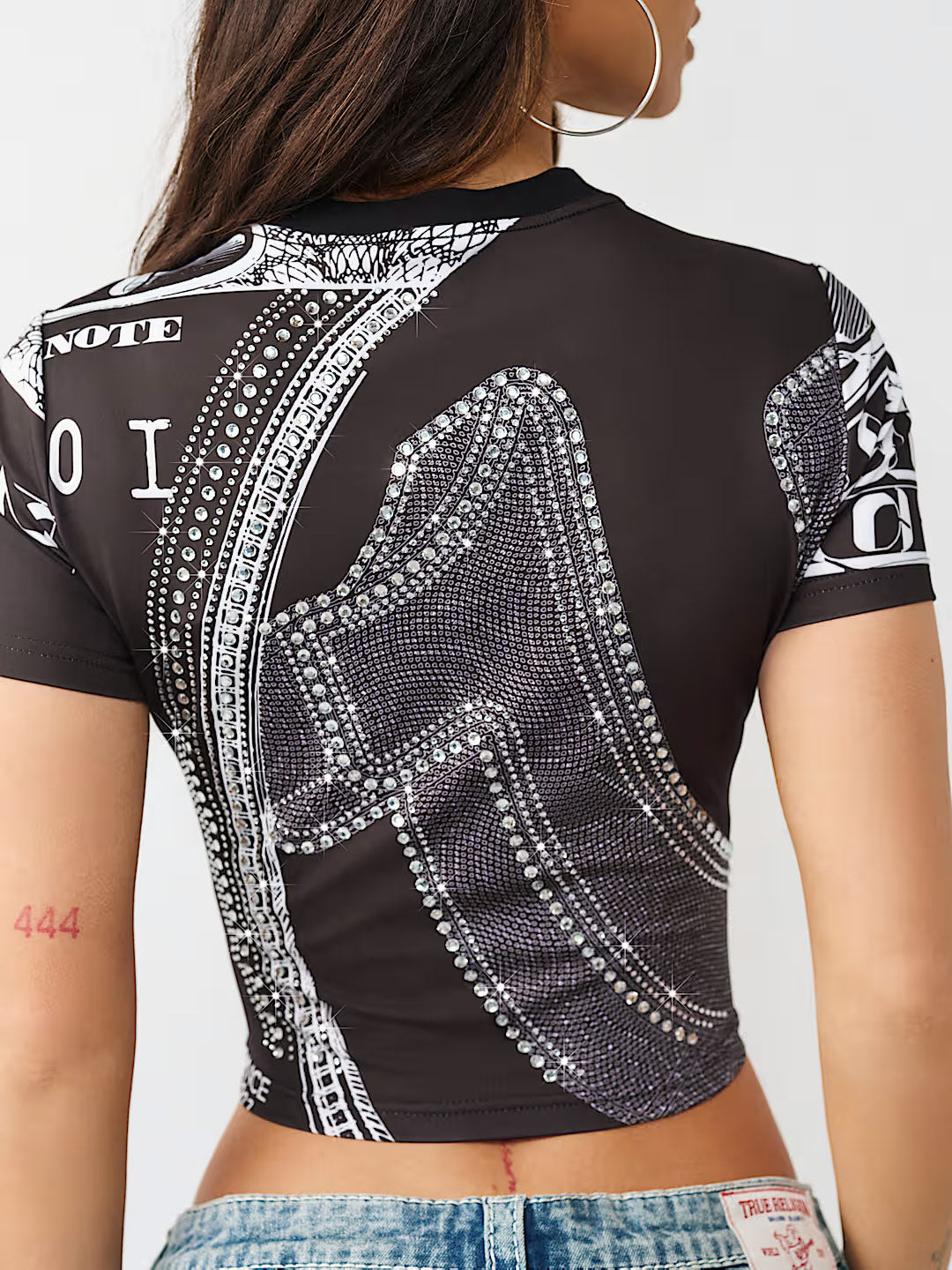 True Religion Women Black Printed T-Shirt