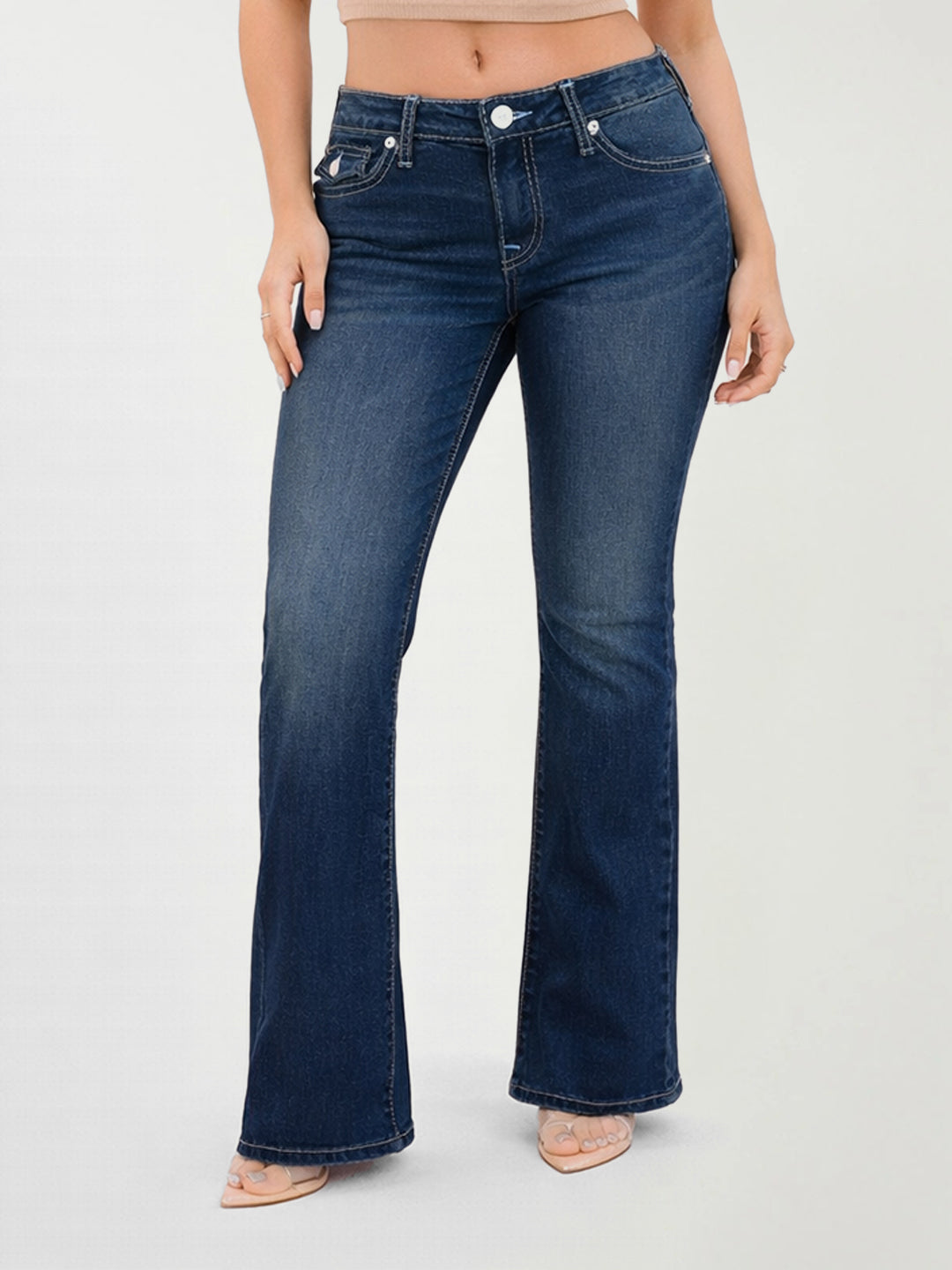 True Religion Women Blue JOEY BIG T Mid Rise Jeans