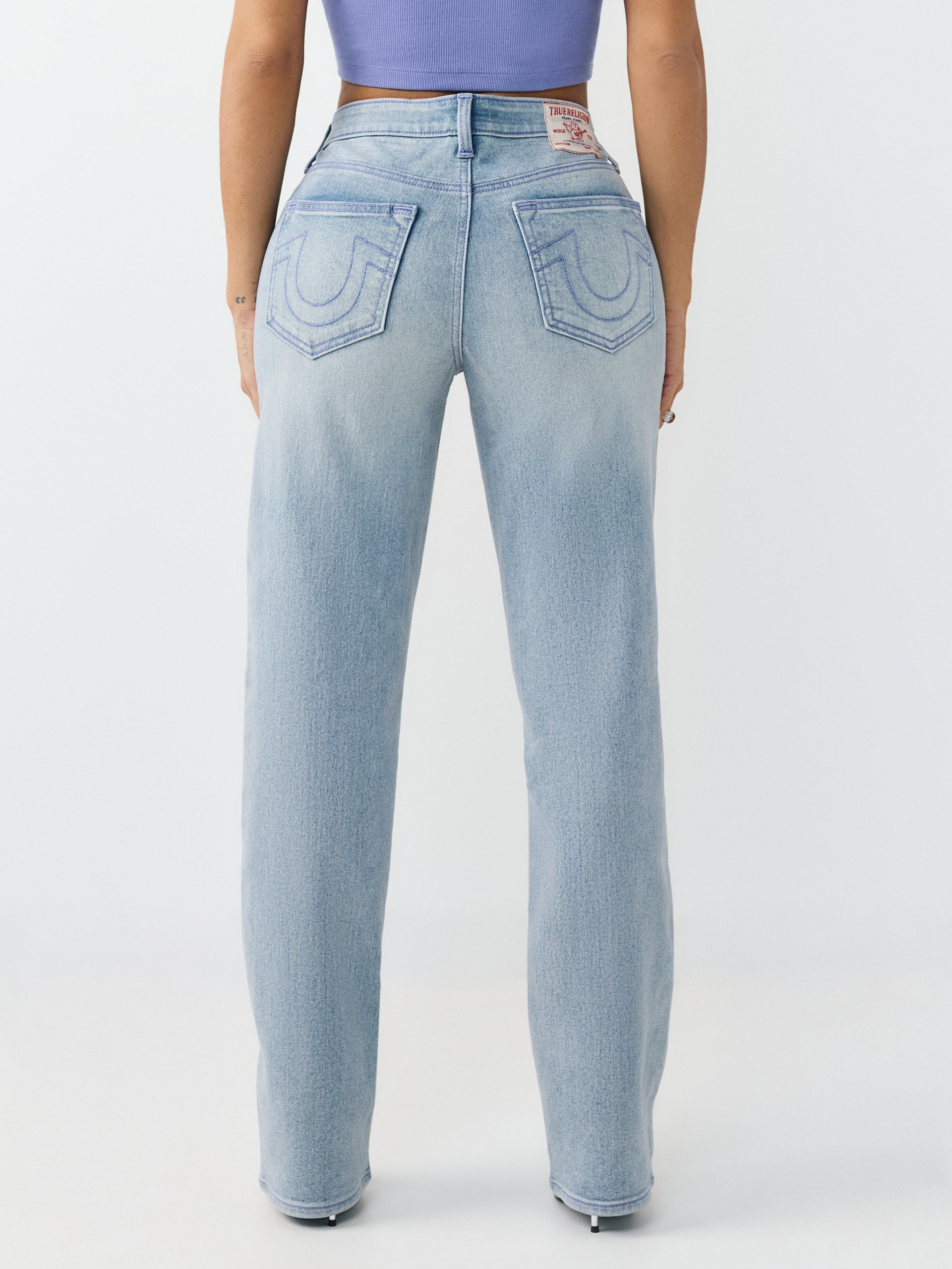 True Religion Women Blue Sarah SN Washed Jeans