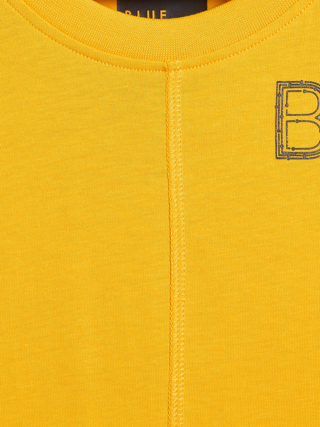Blue Giraffe Boys Yellow Printed Regular Fit Pure Cotton T-Shirt
