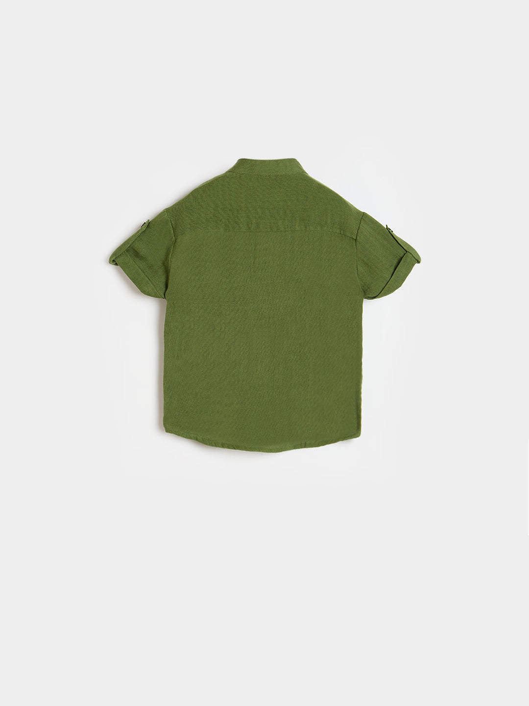 Blue Giraffe Boys Olive Green Floral Shirt