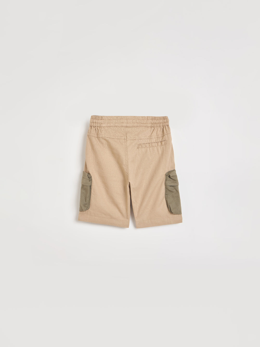 Blue Giraffe Boys Beige Solid Regular Fit Pure Cotton Shorts