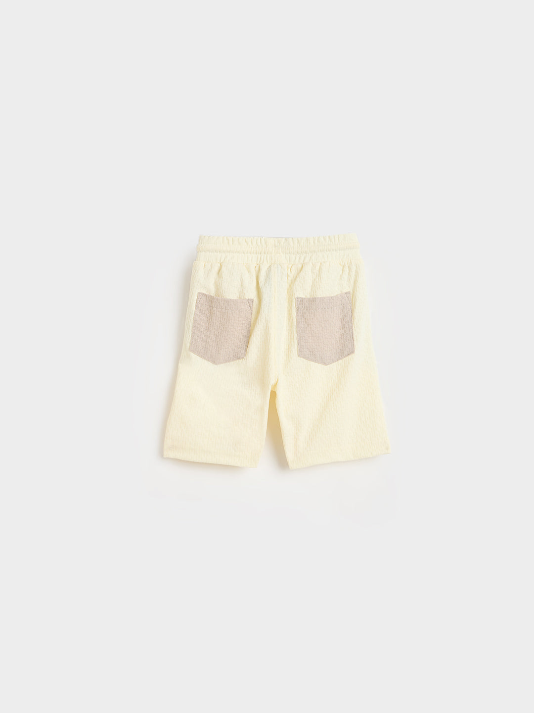 Blue Giraffe Boys Cream Solid Regular Fit Shorts
