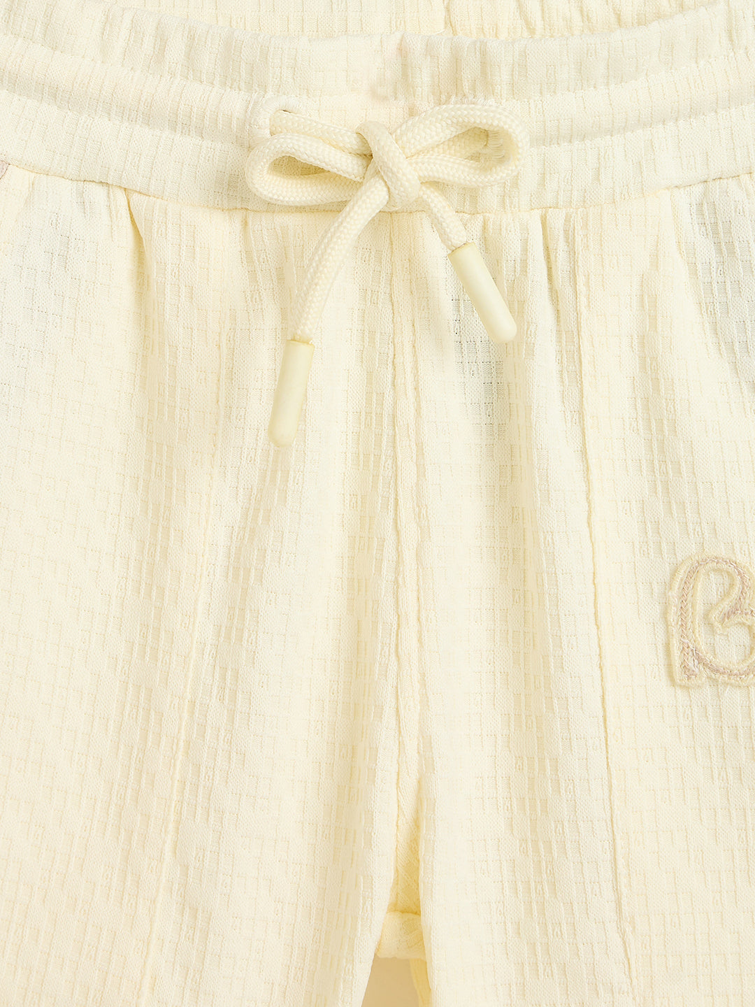 Blue Giraffe Boys Cream Solid Regular Fit Shorts