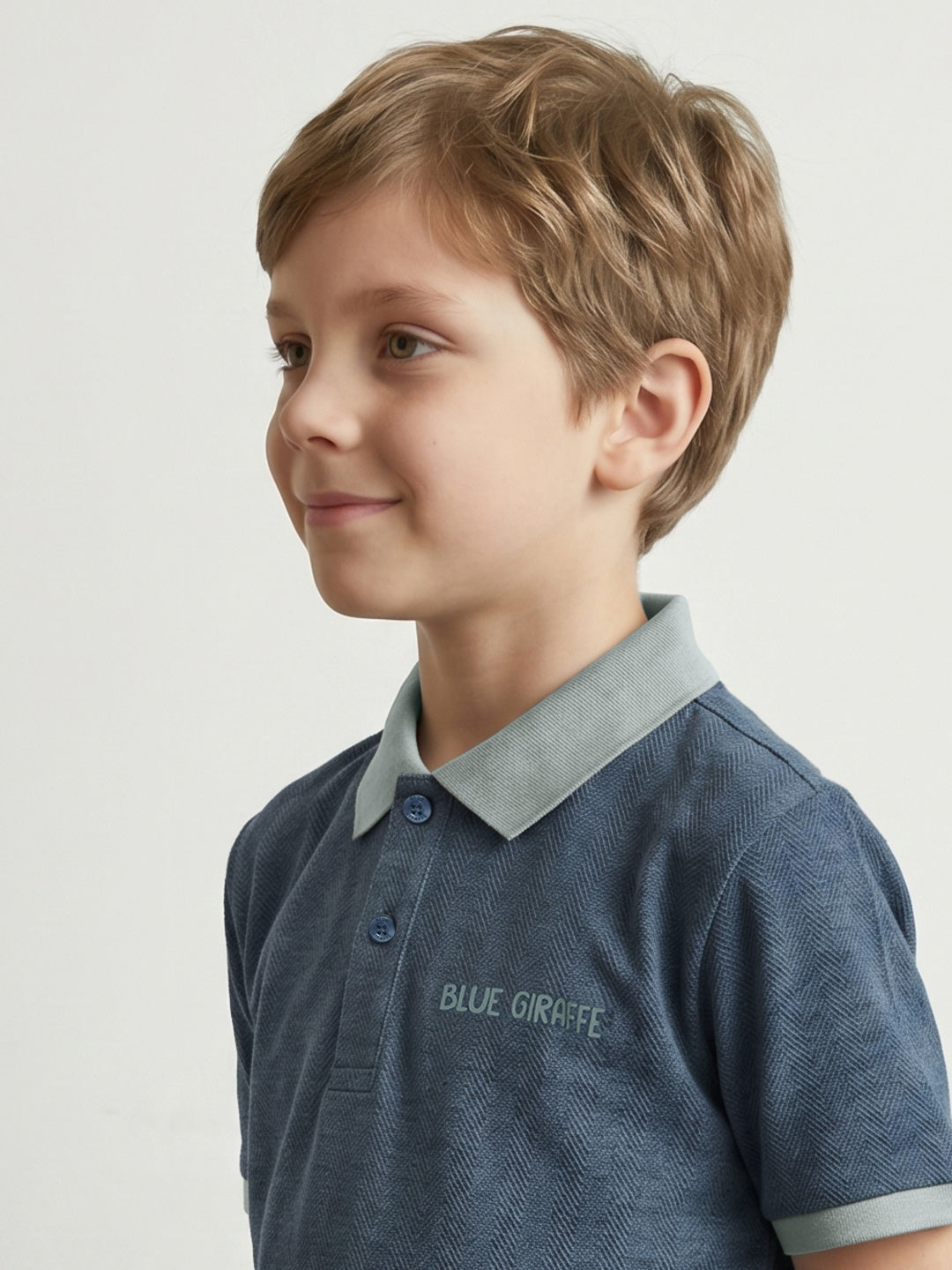 Blue Giraffe Boys Teal Textured Polo T-Shirt