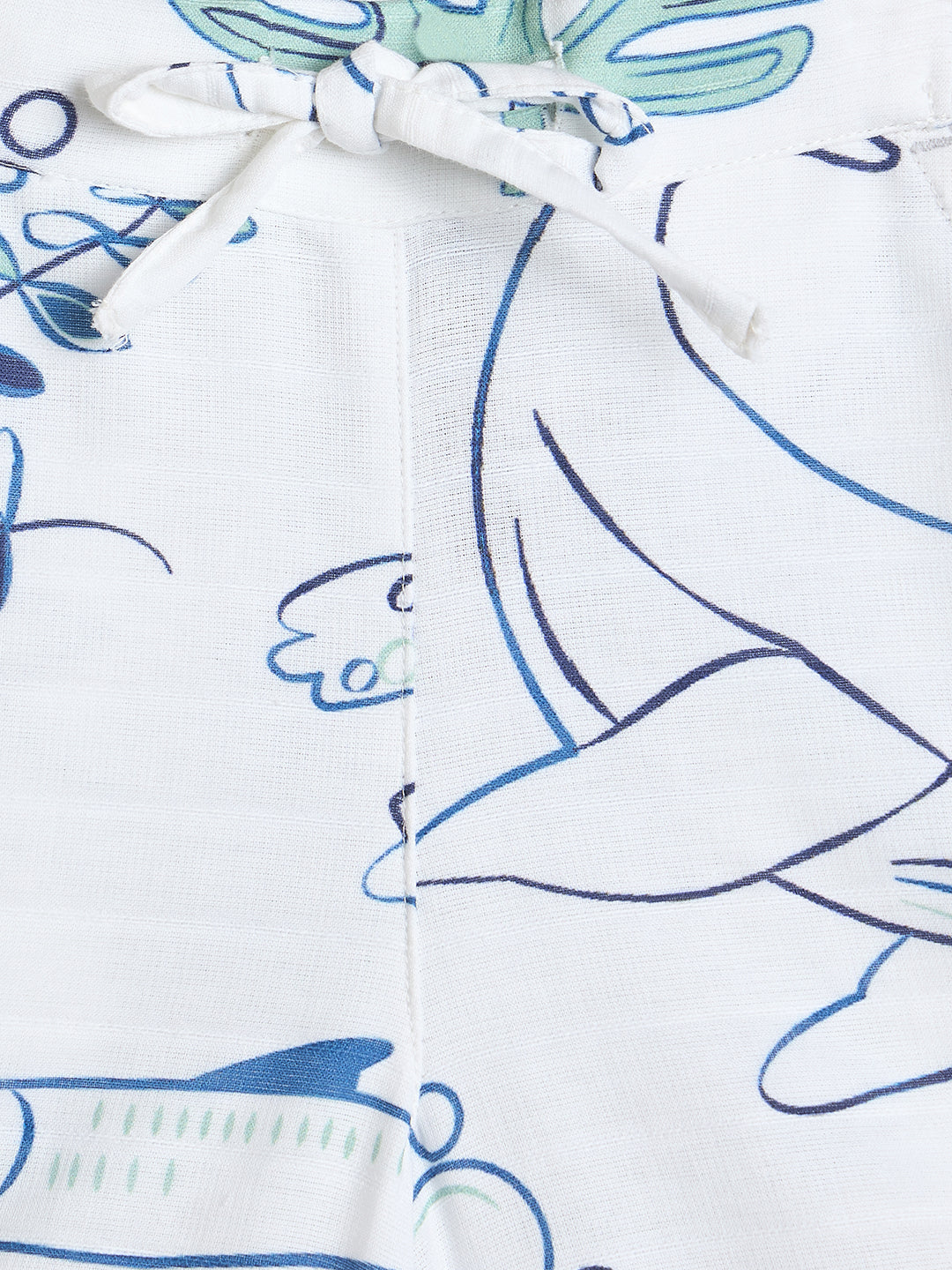 Blue Giraffe Boys White Printed Short