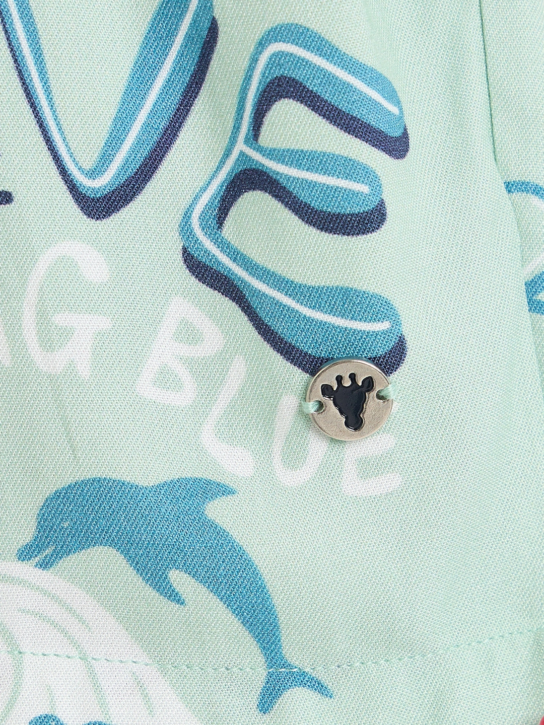 Blue Giraffe Boys Mint Green Printed Regular Fit Shorts