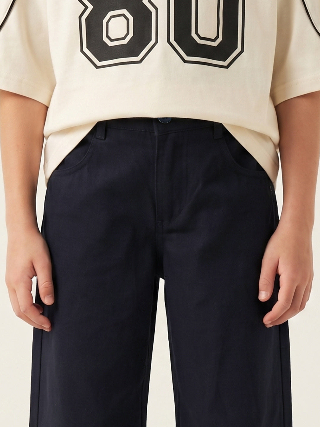 Blue Giraffe Boy Black Mid Rise Cotton Trousers