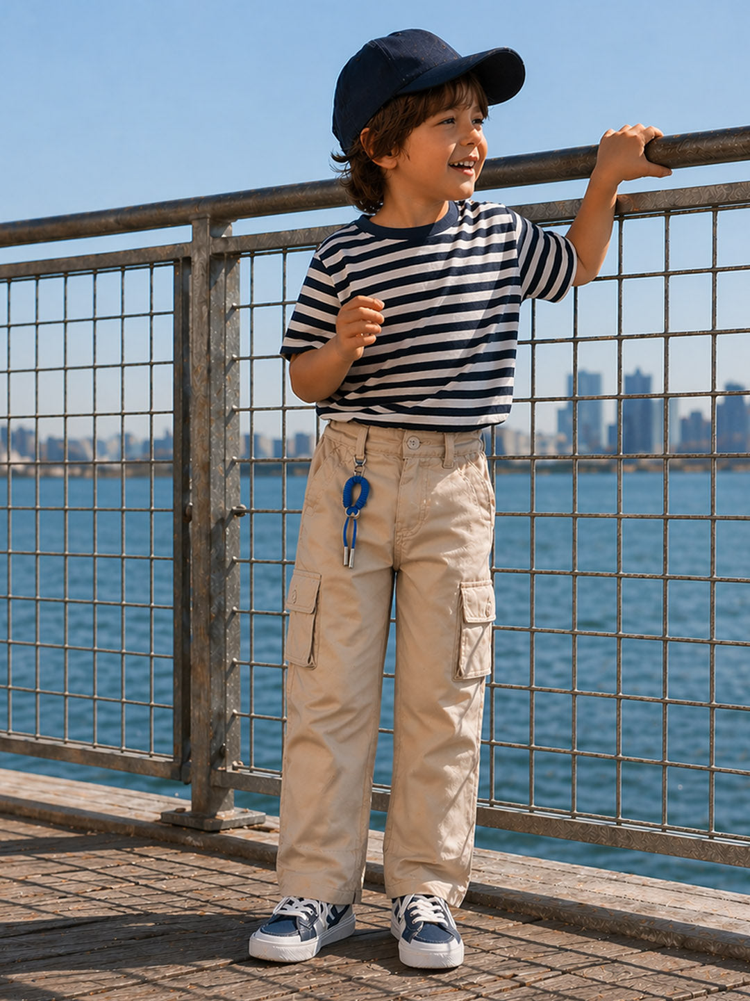 Blue Giraffe Boys Solid Cream Trouser