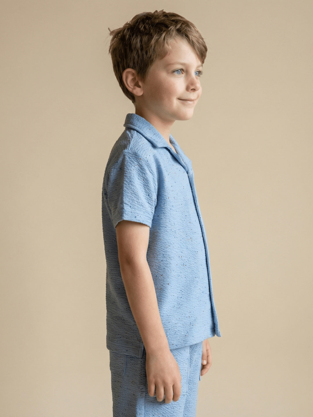 Blue Giraffe Boy Blue Textured Shirt