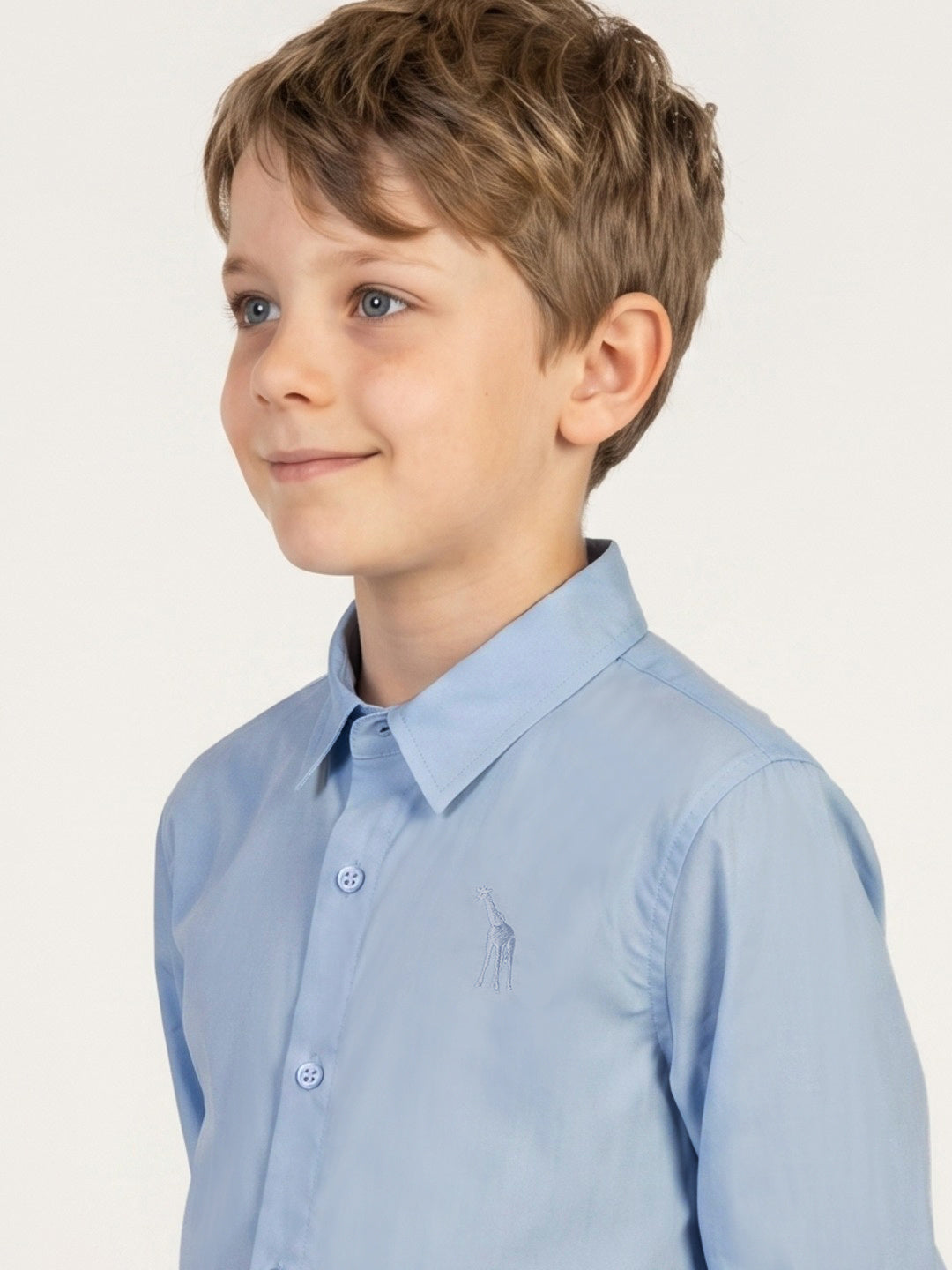 Blue Giraffe Boys Blue Pure Cotton Shirt