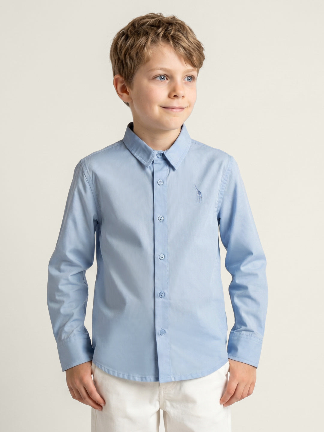 Blue Giraffe Boys Blue Pure Cotton Shirt