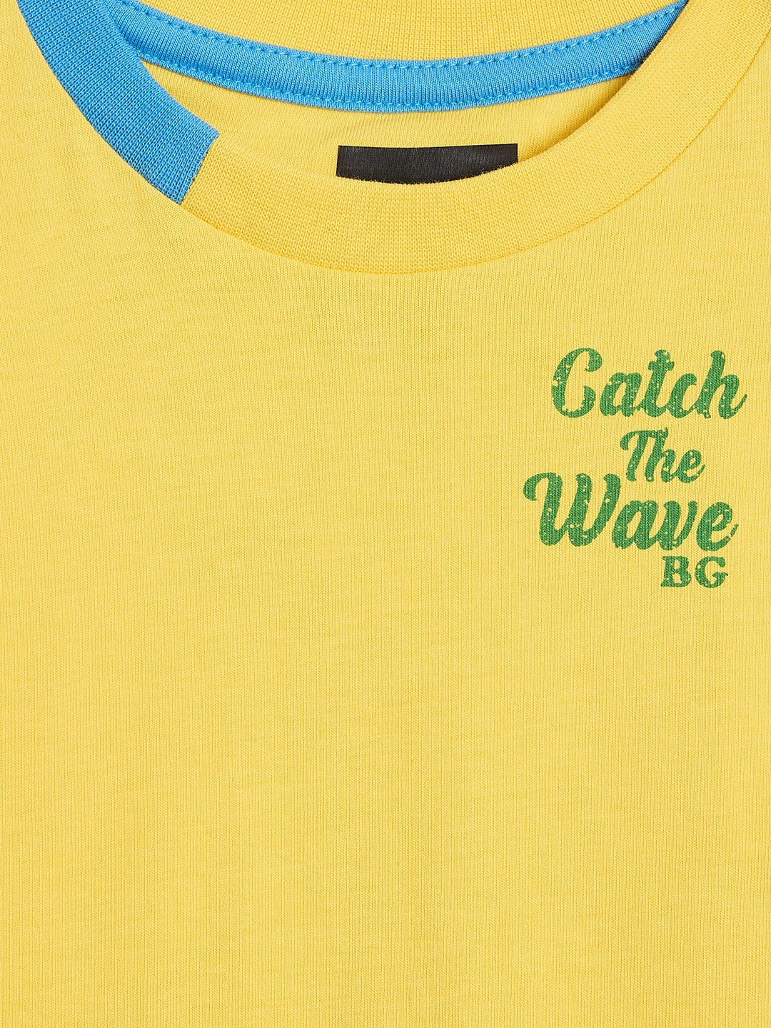Blue Giraffe Boys Yellow Printed Regular Fit Pure Cotton T-Shirt