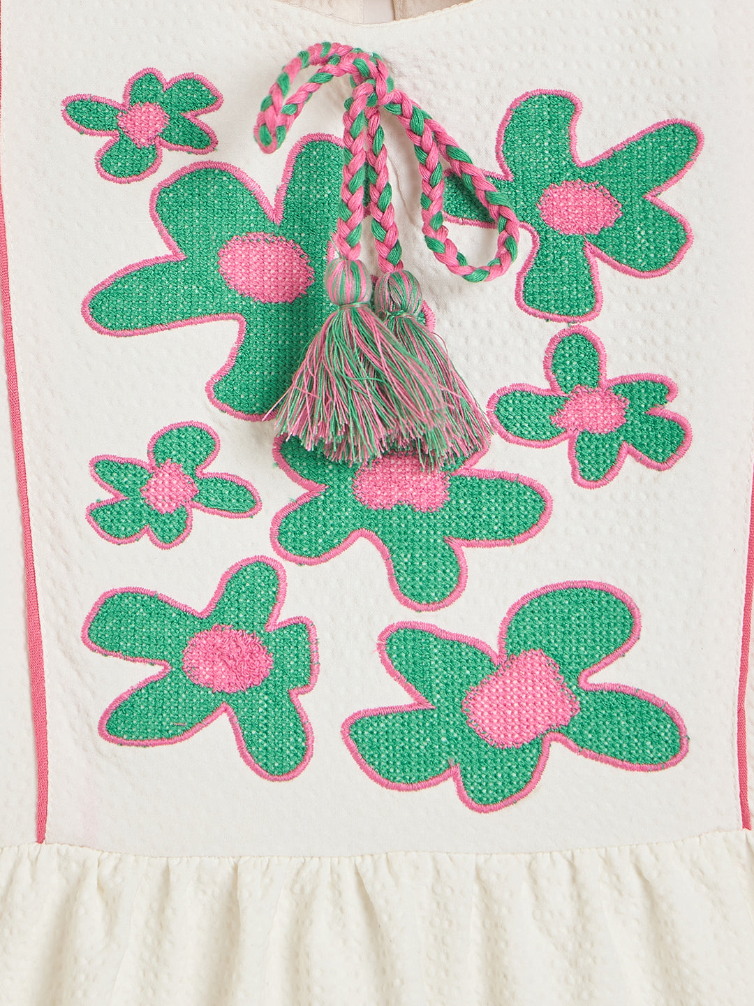 Blue Giraffe Girls White Embroidered Midi Dress