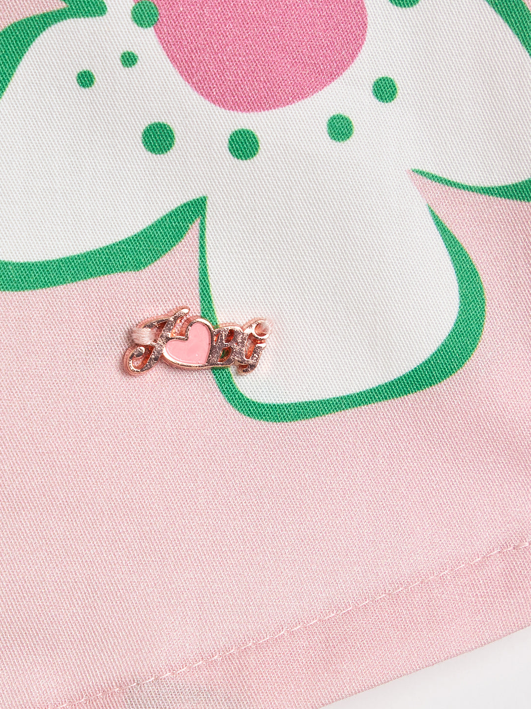 Blue Giraffe Girls Pink Printed Top