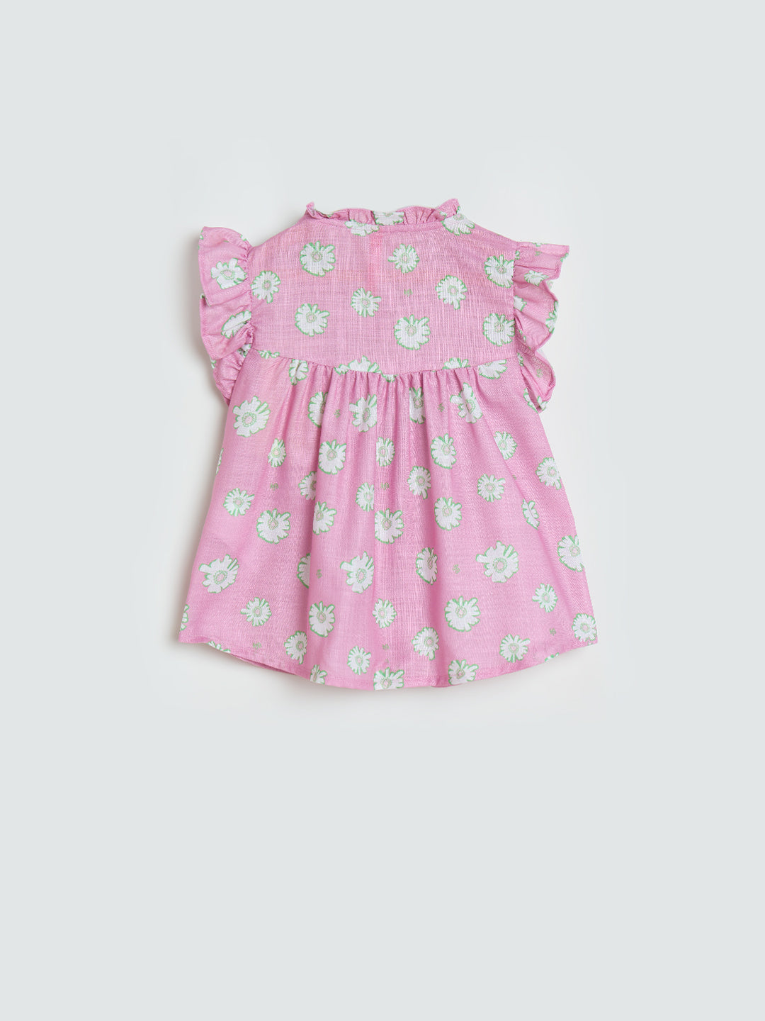 Blue Giraffe Girls Pink Floral Mandarin Collar Top