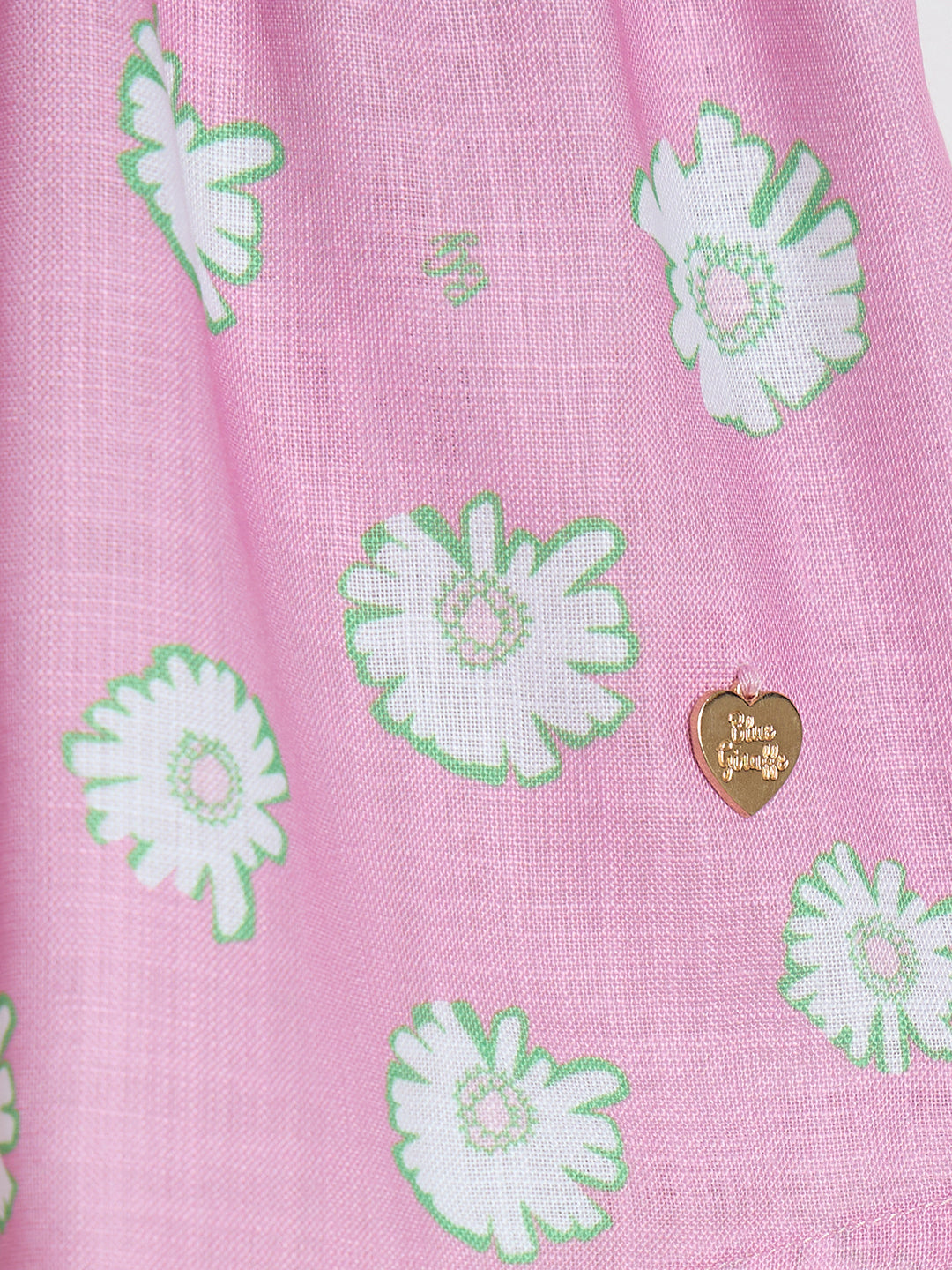 Blue Giraffe Girls Pink Floral Mandarin Collar Top