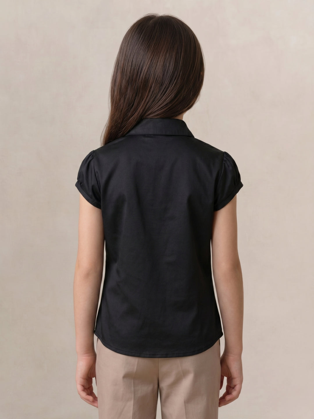 Blue Giraffe Girls Black Solid Shirt