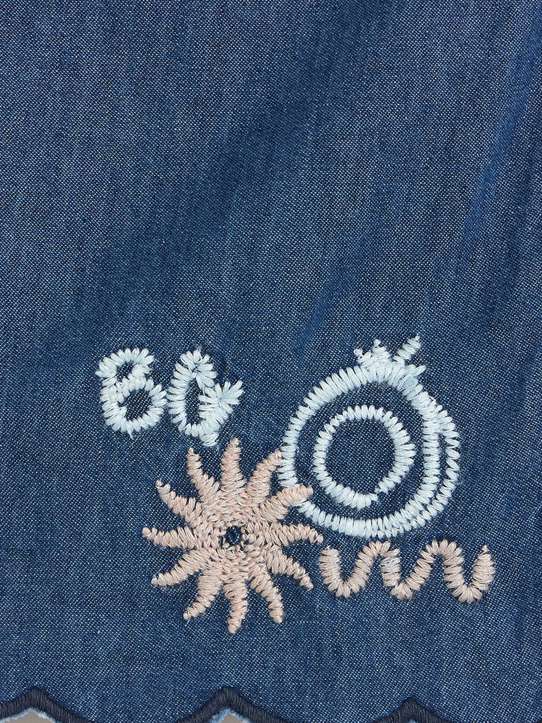 Blue Giraffe Girls Embroidered Blue Skort