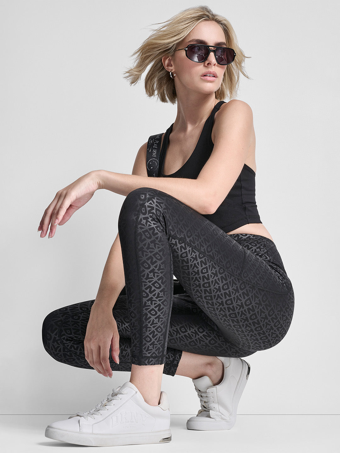 DKNY Women Black Printed Skinny Fit Leggings