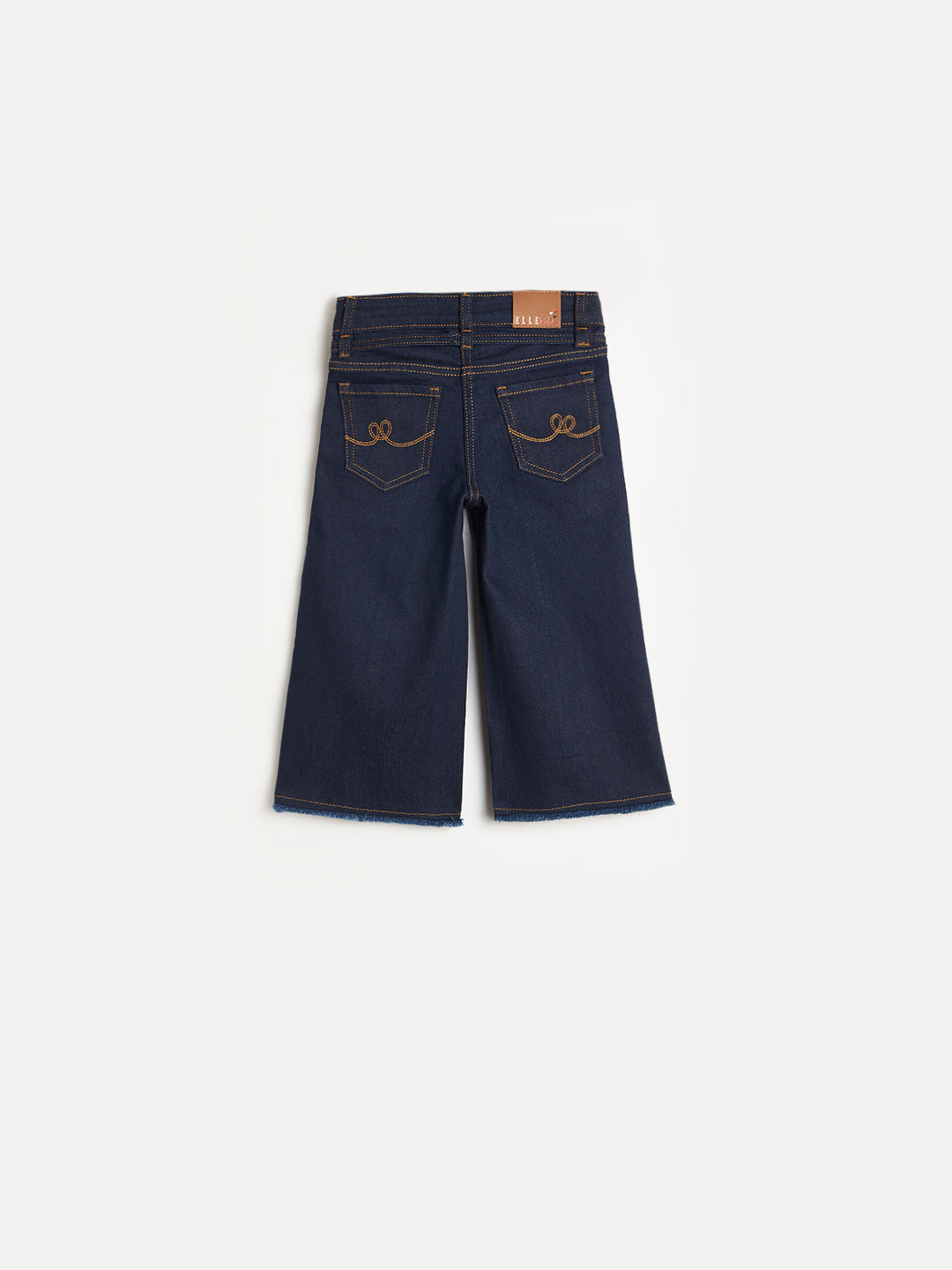 ELLE Girls Navy Blue Straight Fit Belt Jeans