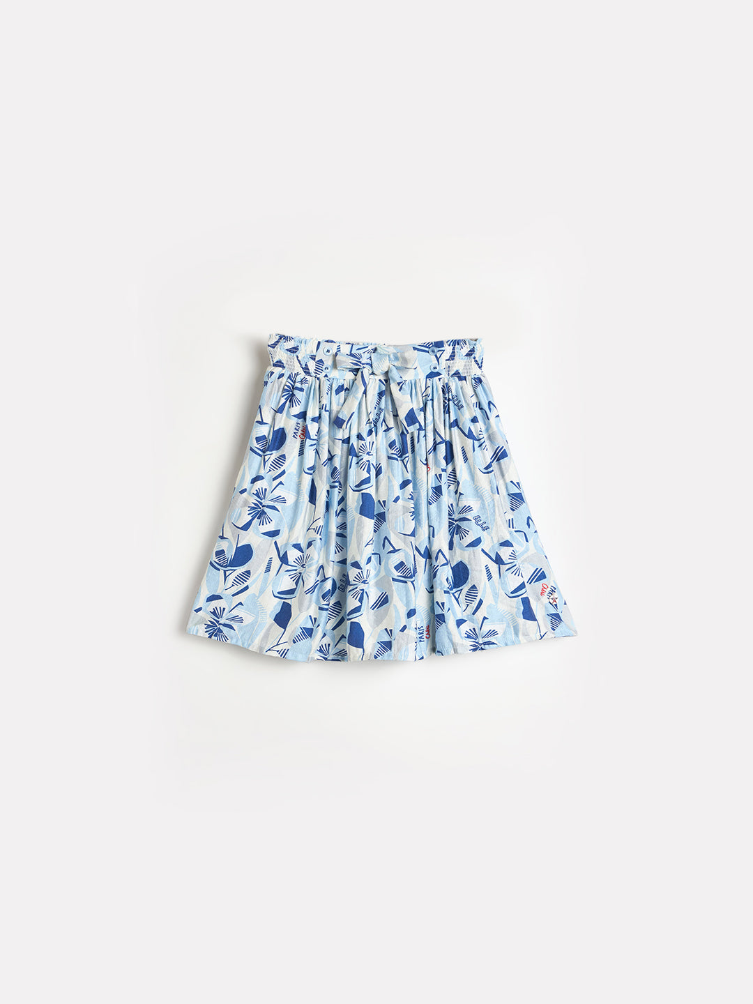 ELLE Girls Blue Printed Relaxed Fit Mini Skirt