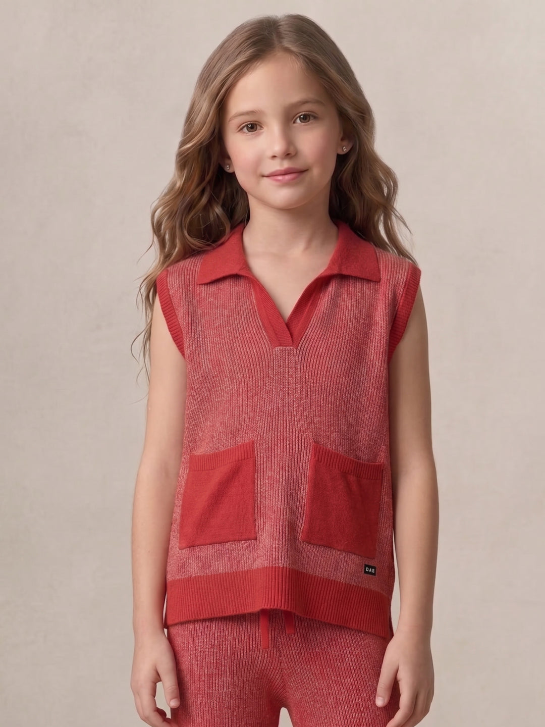 Elle Girls Red Striped Pure Cotton T-Shirt