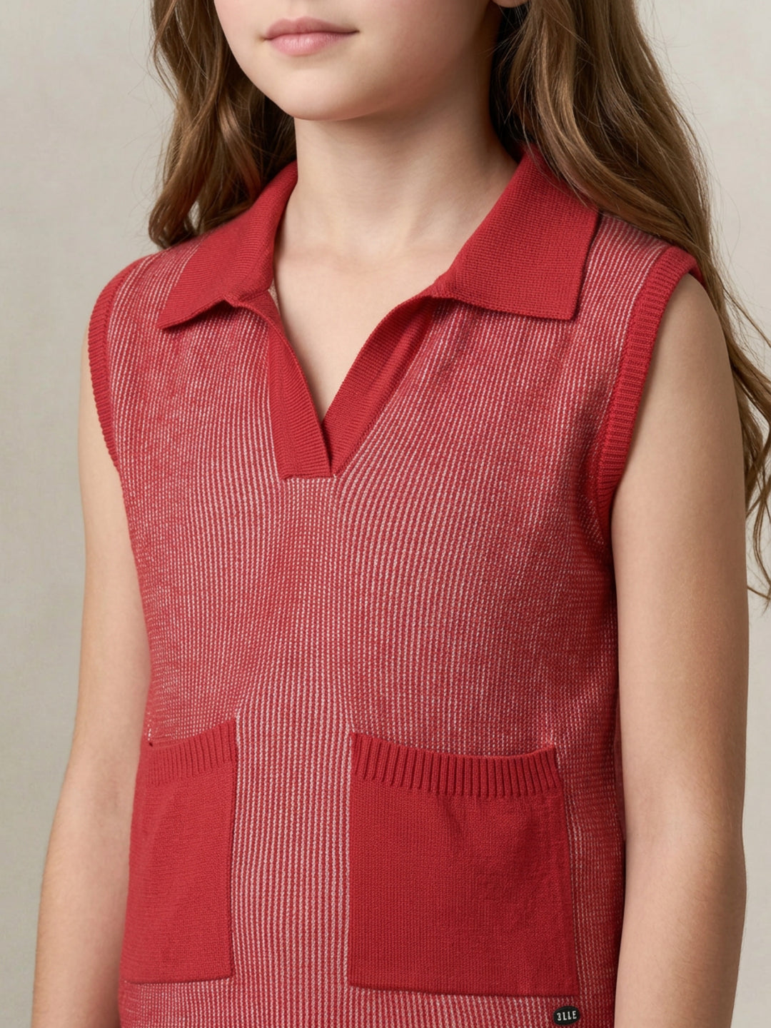 Elle Girls Red Striped Pure Cotton T-Shirt