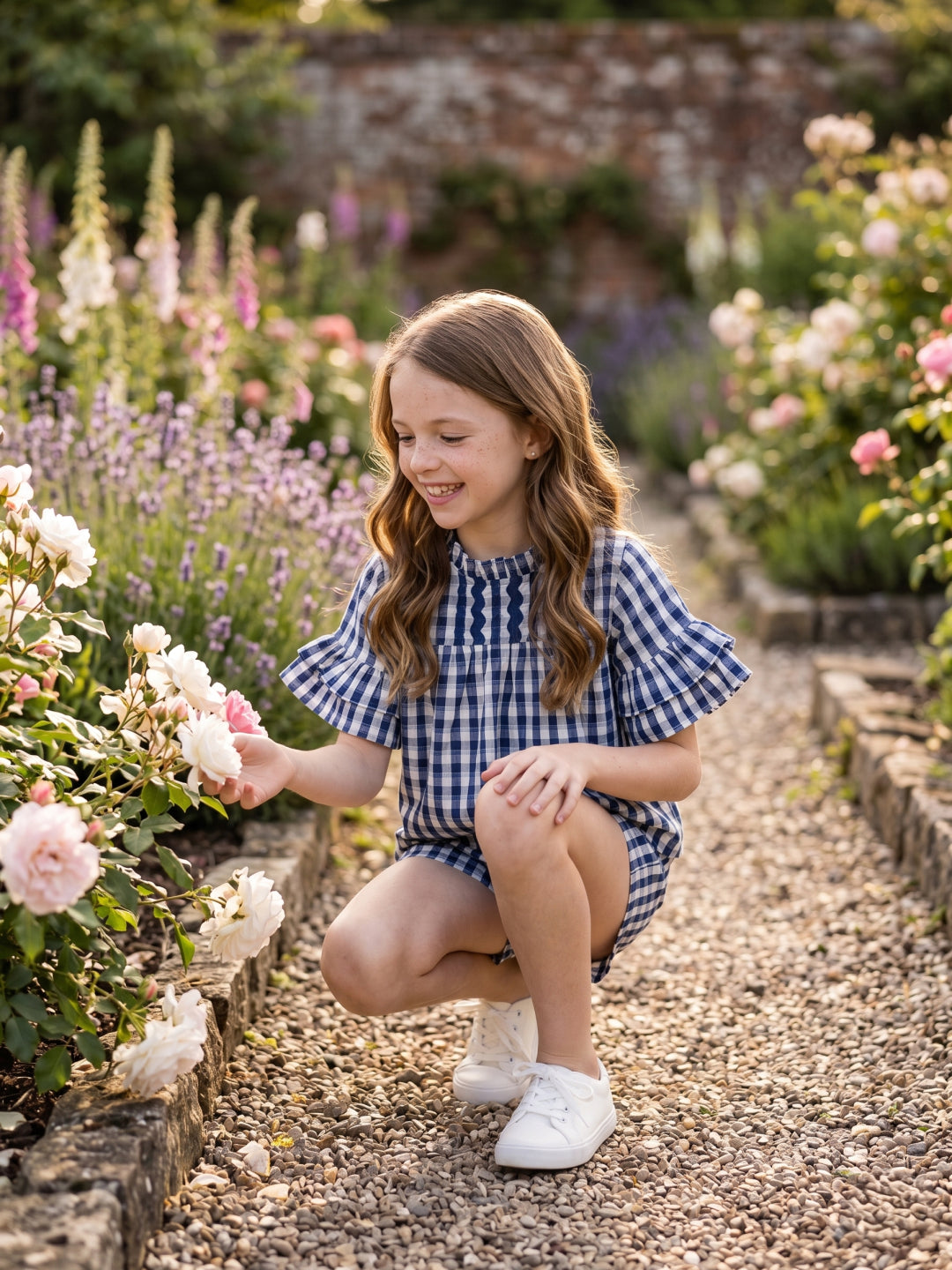 Elle Girls Blue Checked Top