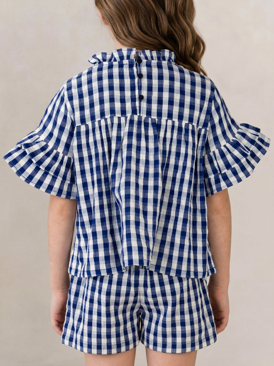 Elle Girls Blue Checked Top