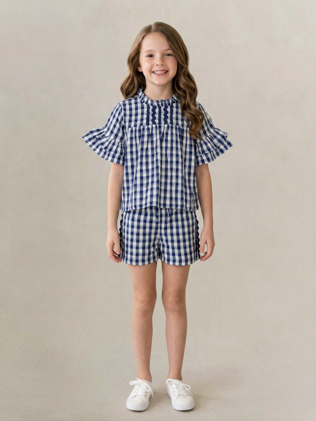 Elle Girls Blue Checked Top