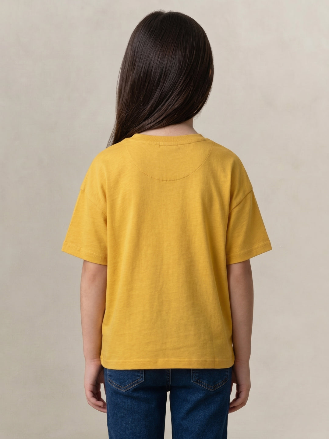 Elle Girls Yellow Printed Pure Cotton T-Shirt