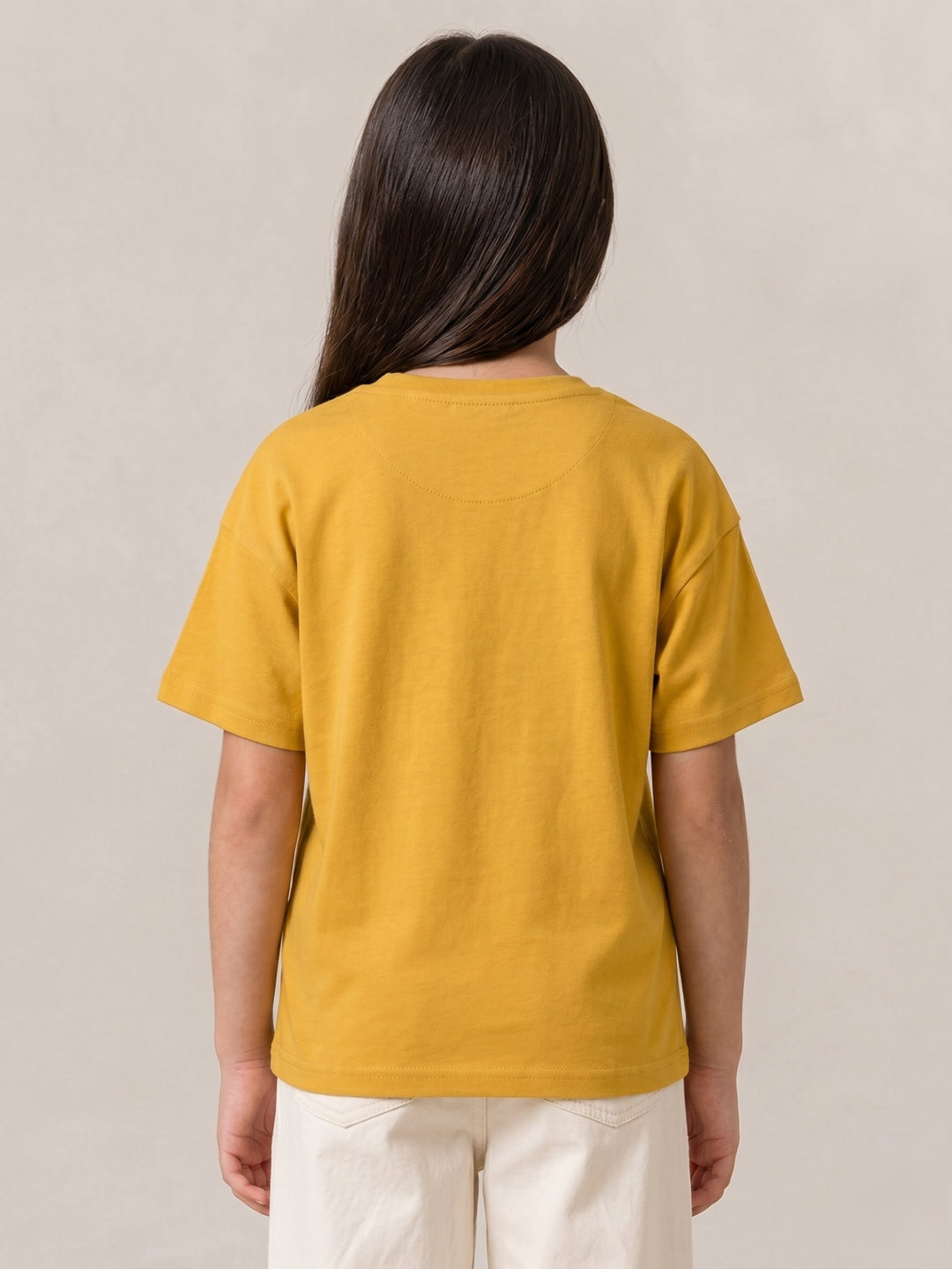 Elle Girls Yellow Printed Oversized Pure Cotton T-Shirt