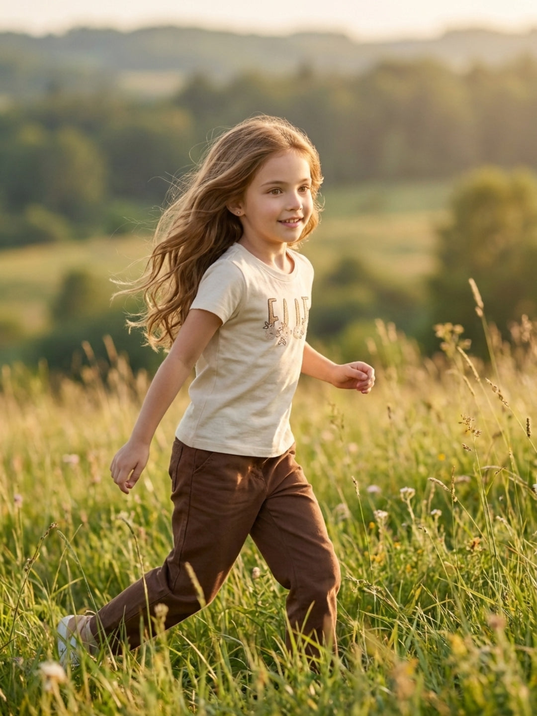 Elle Girls Cream Solid Pure Cotton T-Shirt