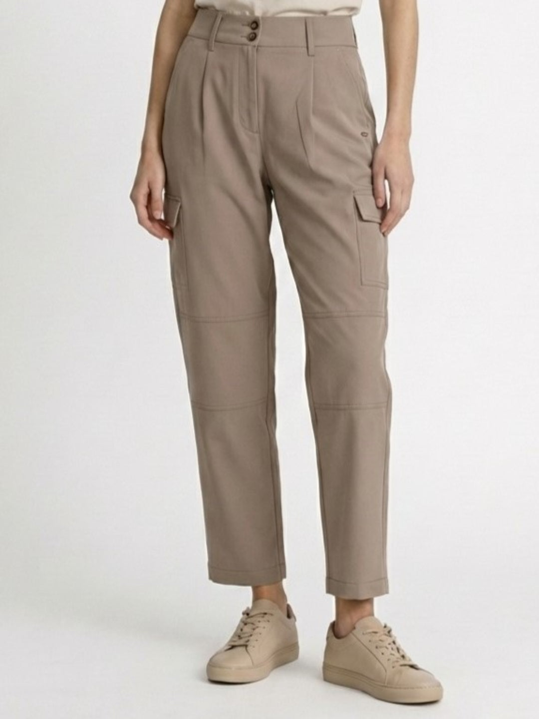 Elle Women Beige Relaxed Fit High Rise Cargo Pants