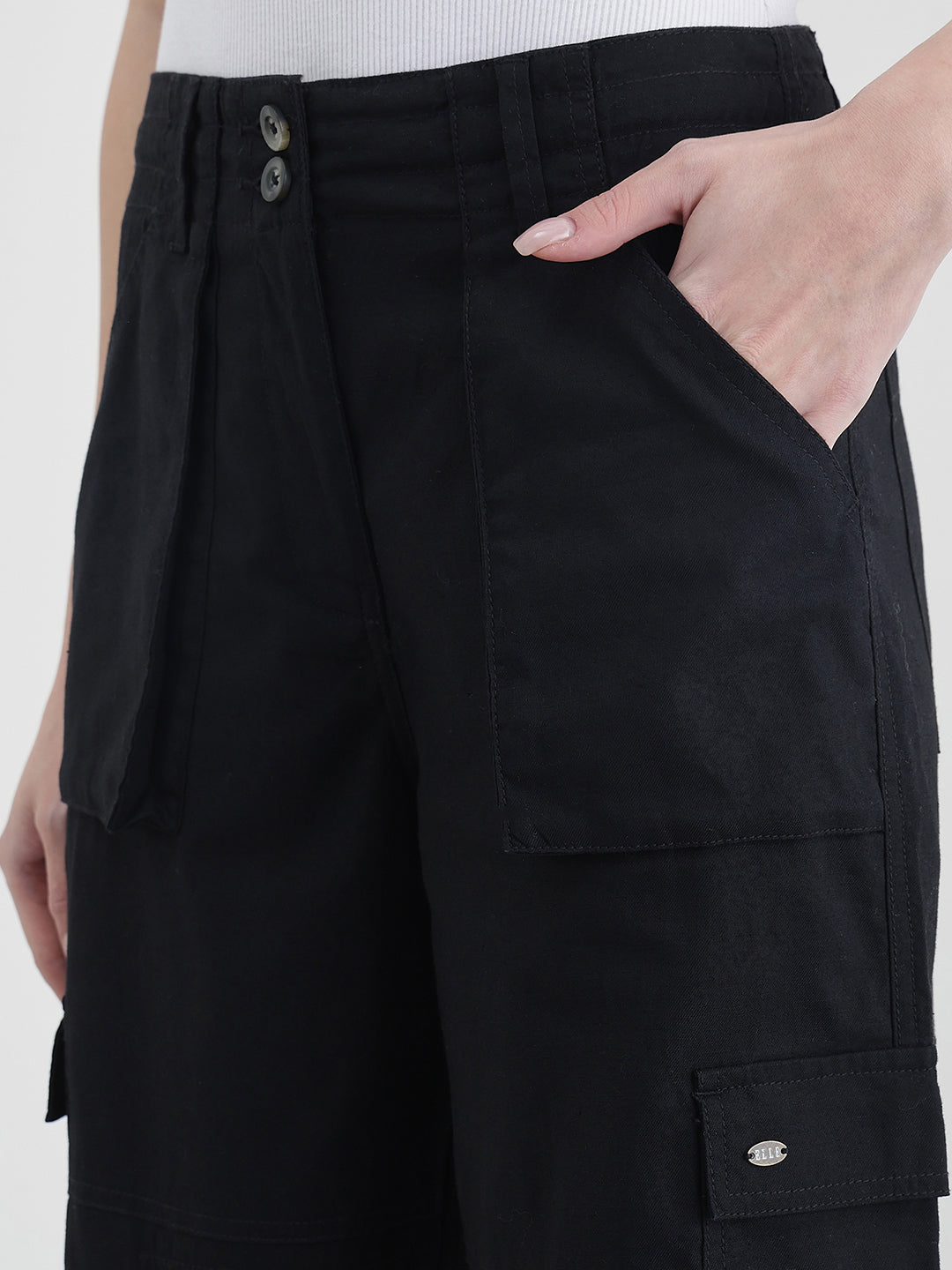ELLE Women Black Solid Cargo