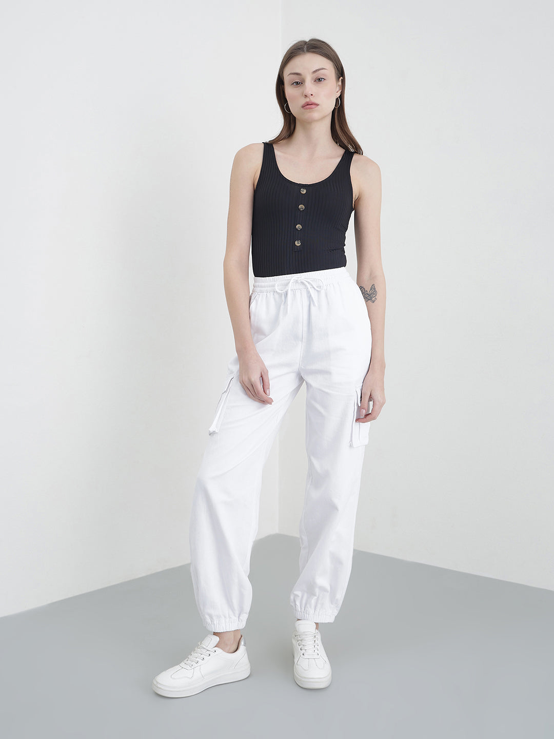 ELLE Women White Solid Cargo