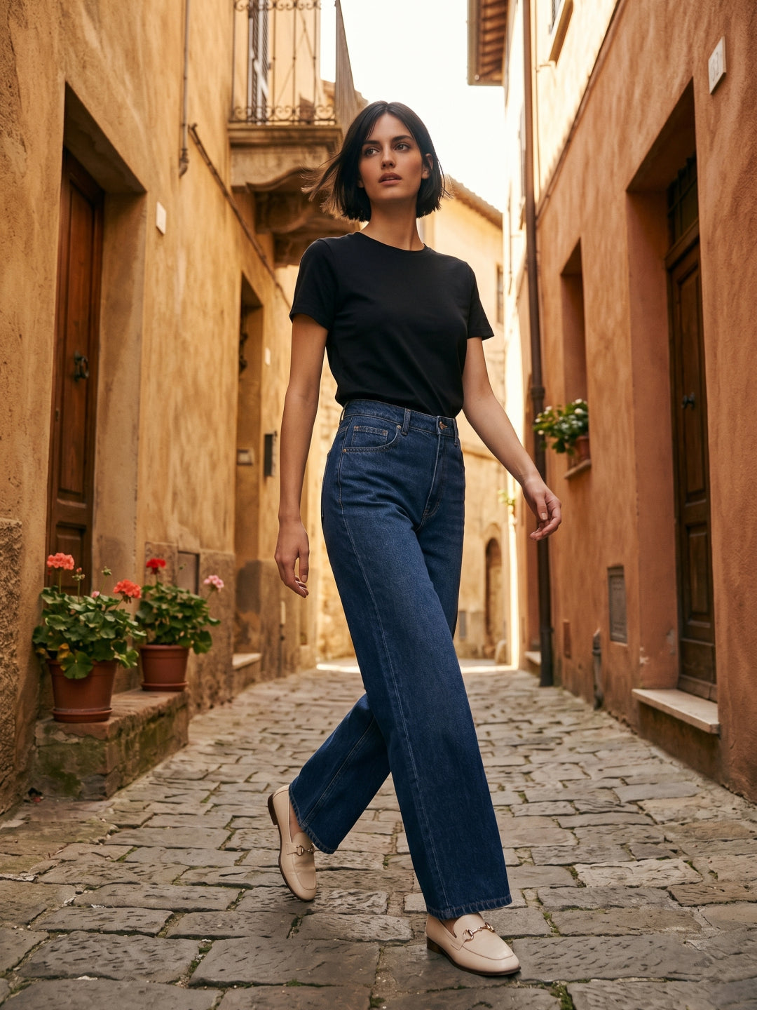 Elle Women Blue Straight Fit High Rise Cotton Jeans