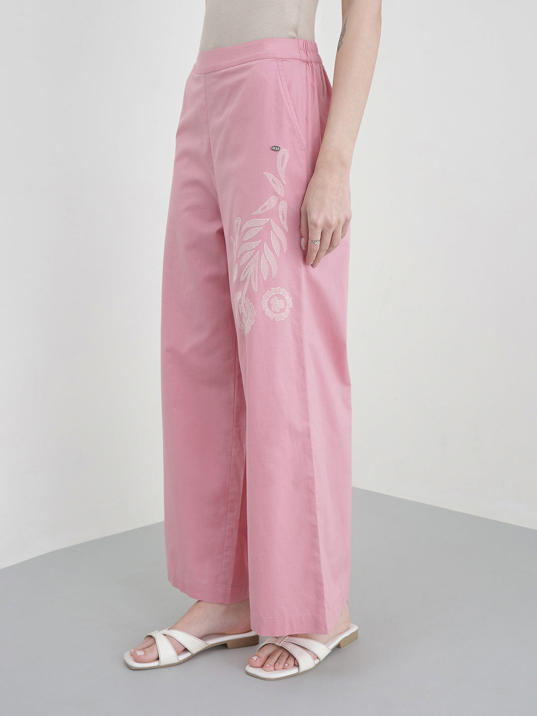 ELLE Women Pink Solid Pants