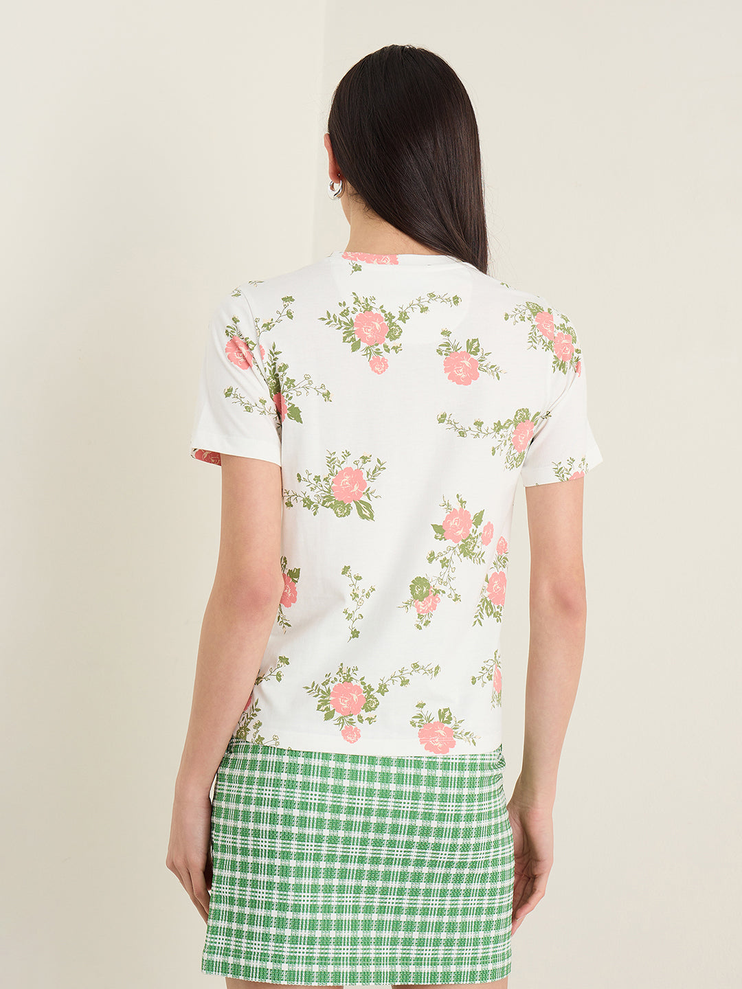Elle Women Multicolor Printed Relaxed Fit Pure Cotton T-Shirt
