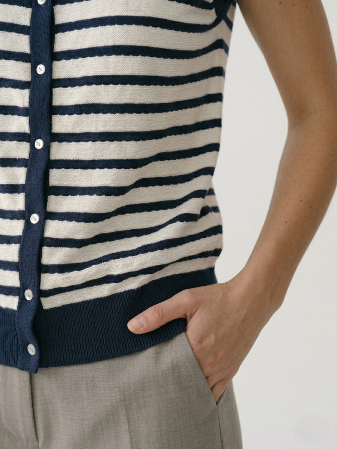 Elle Women White Striped T-Shirt