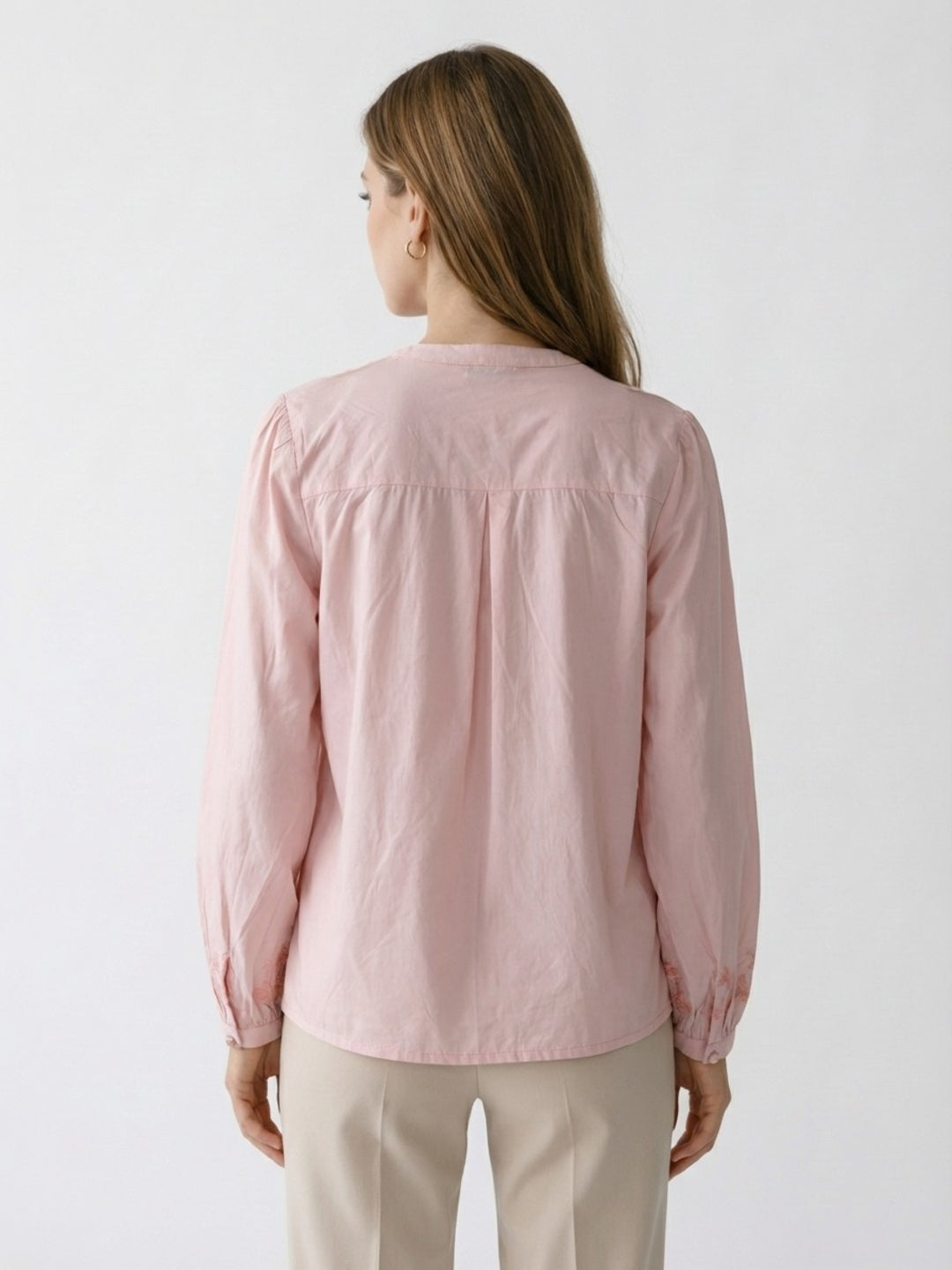 Elle Women Pink Embroidered Cotton Top