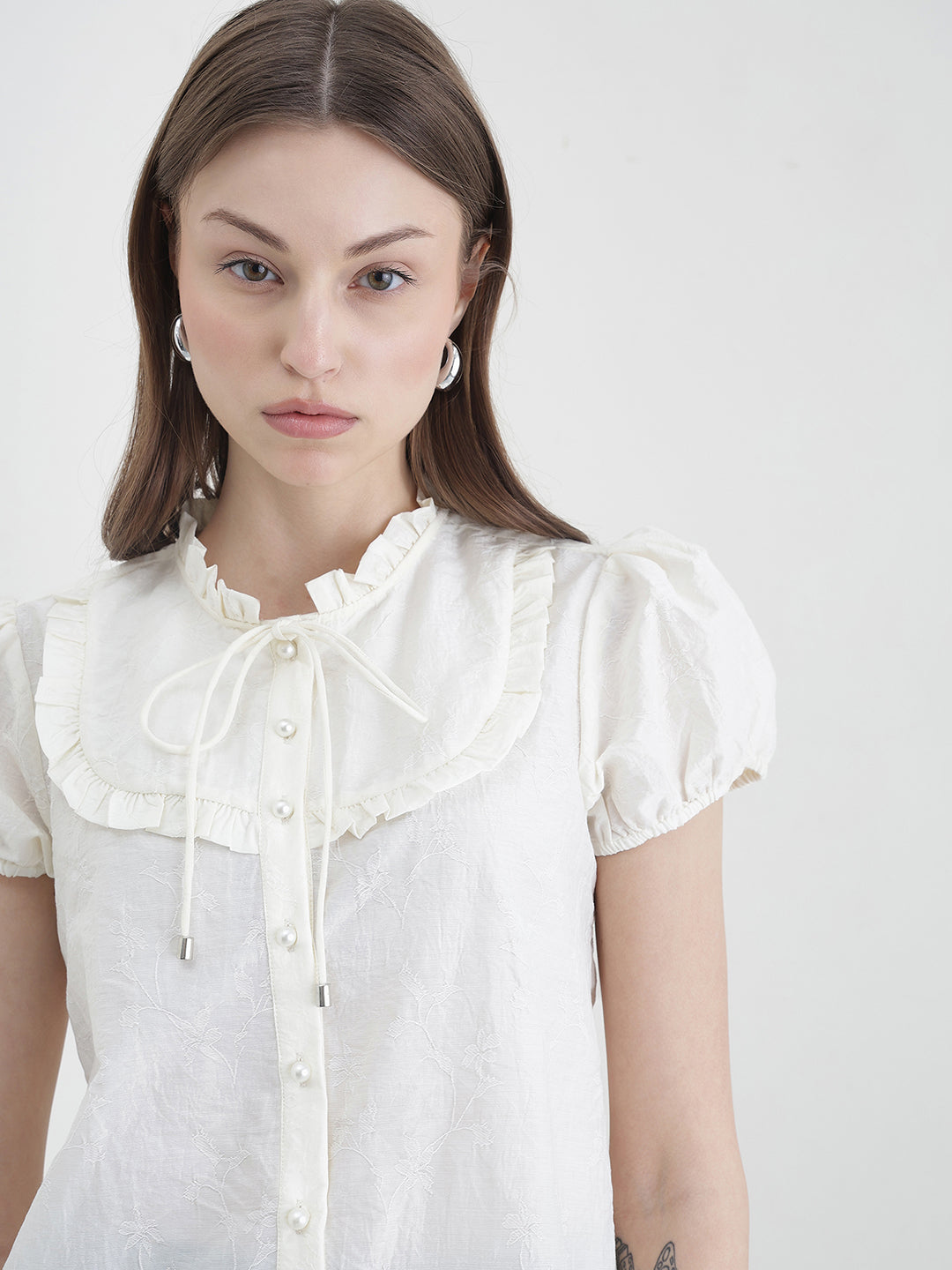 ELLE Women Cream Solid Top