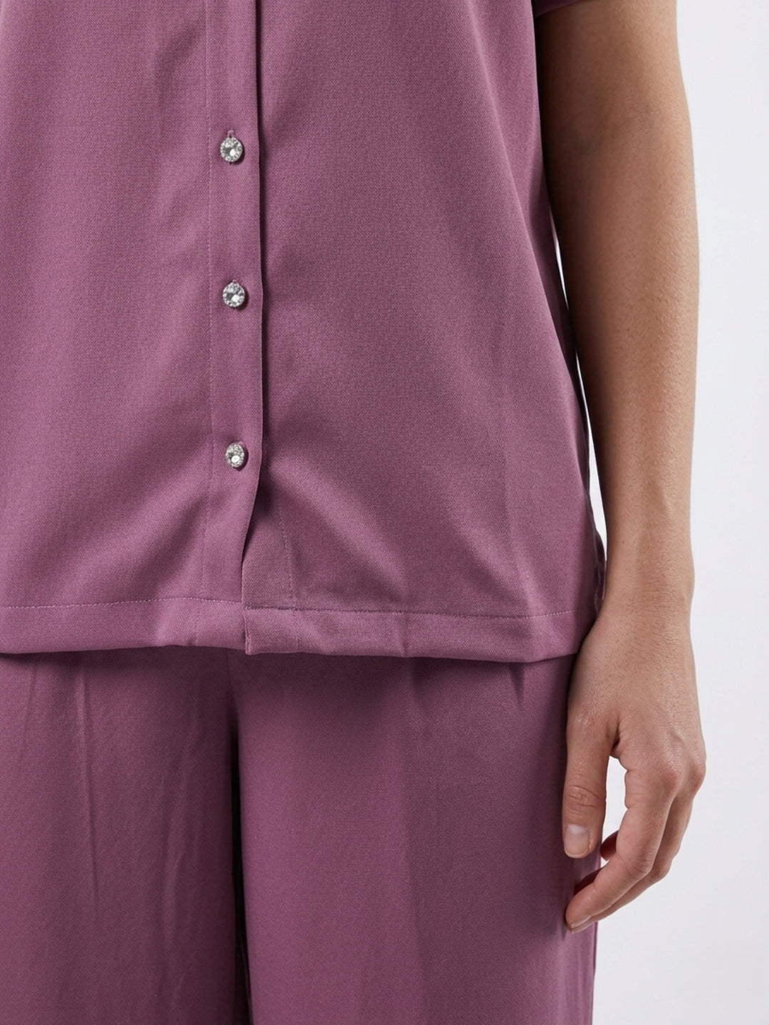 Elle Women Purple Beaded Shirt